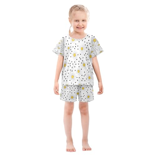 senya Short Sleeve Pajamas Sets Summer Cotton Sleepwear Yellow White Daisy3