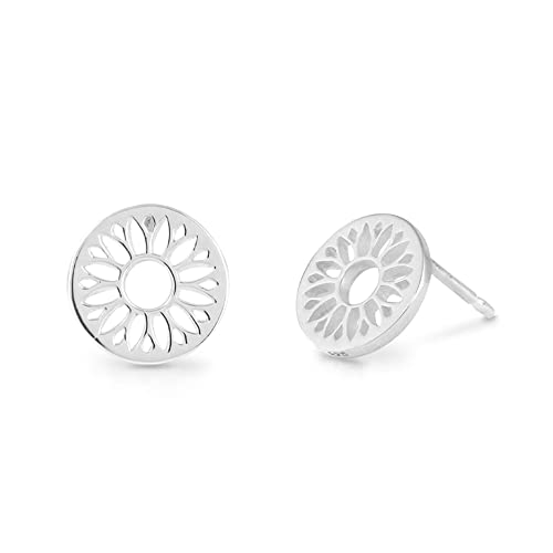 Boma Jewelry Sterling Silver Sunflower Cut Out Circle Stud Earrings