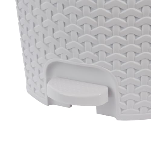 Image of keeeper Multipurpose Rubbish Bin with Lid, Rattan Design, Capacity 5.5 L, Size 22.5 x 24 x 26 cm, Nordic White