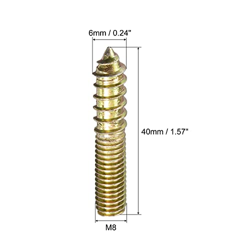 Image of uxcell M8x40mm Hanger Bolts, 120pcs Double Ended Thread Dowel Screws for Wood Furniture Connecting
