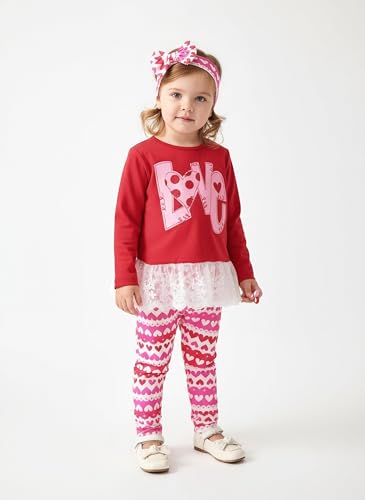 Image of HIHA Toddler Little Girls St.Patrick's Day Outfit Love Letter Print Dress Tops Pants Set