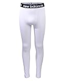 New Balance Boys' Base Layer Pants - Insulated Compression Pants for Boys - Long Underpants Leggings for Cold Weather (8-20), Size 10-12, White