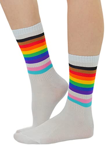 Image of ToBeInStyle Women's Acrylic Ankle Hi With Double Stripe Top Crew Fun Athletic Socks