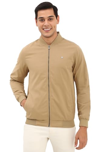 Image of Allen Solly Men Beige Solid Full Sleeves Casual Jacket