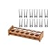 YKJ Bandeja de Estante para Vasos de chupito, Soporte para Vasos de chupito de 6 Agujeros, Estante para Vasos de chupito de Madera Negra, Fiestas en casa, Bar, Copa de Bala + Marco de Bamb