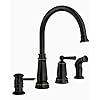 Moen Mediterranean Bronze One-Handle High Arc Widespread Kitchen Faucet, 4-Hole Setup with Soap Dispenser, 87042BRB