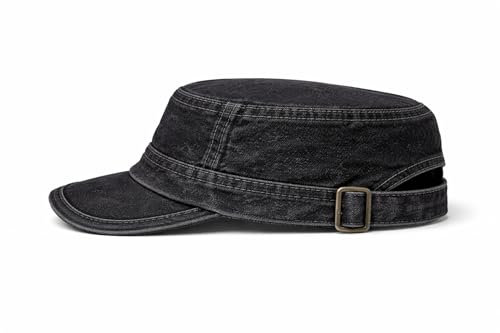 Image of Nephar Men's Denim Cap | Classic Flat Top Casual Hat | Blue | Free Size | Pack of 1