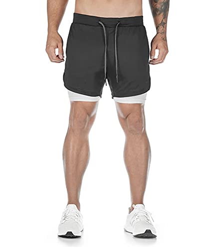 Davicher Pantaloncini Sportivi da Uomo 2 in 1 Tuta...