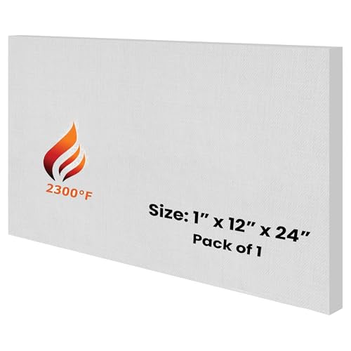 SIMOND STORE Ceramic Fiber Insulation Board - 1 Inch x 12 Inch x 24 Inch 2300F Ceramic Thermal Insulation Board for Wood Stoves Fireplaces Furnaces Forges Kilns Pizza Ovens Boilers Pack of 1