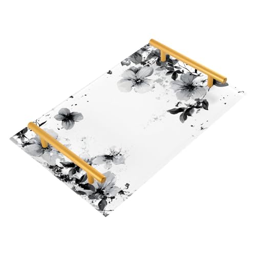 BOESI Watercolor Flower Tray, Tray with Handles, Countertop Organizer, Decorative