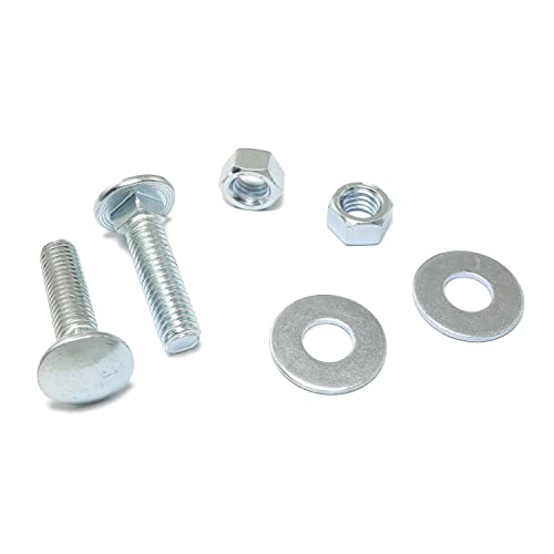 Image of 10pcs 3 /8-16 x 1-1 /2 inch Carriage Bolt with 3 /8-16 Hex Nuts and Flat Washers SAE, Round Head Square Neck Bolts