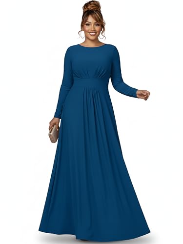 Image of KOH KOH Womens Long Sleeve Flowy Empire Waist Fall Winter Maxi Dress Gown