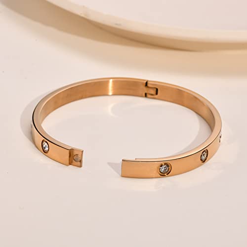 image for MPRAINBOW Gold Bracelets for Women, 2Pcs 18K Gold Plated Cubic Zirconi