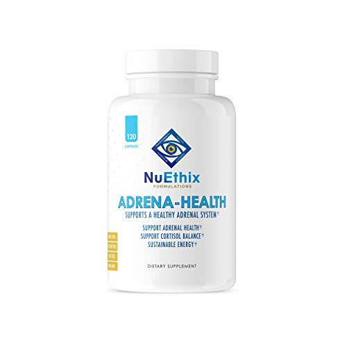 NuEthix Formulations Adrena-Health Dietary Supplement, Support Cortisol Health, Energy Levels, Mood Moderation, Adrenal Support Supplements for Women & Men, Fatigue Supplement - 120 Capsules