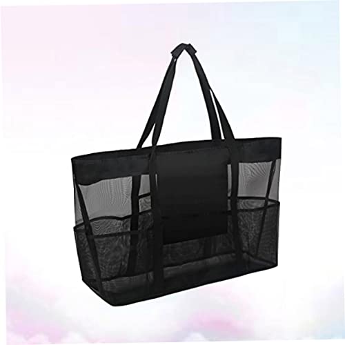 Practical Beach Mesh Tote Bag Portable Clothes Storage Pouch for Travel for Bathing Accessories and Wet Swimwear Black2
