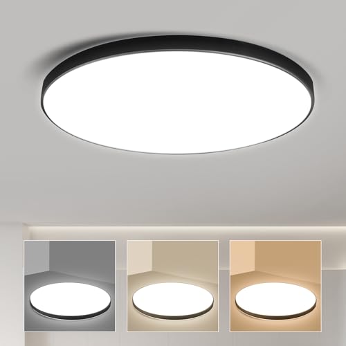CANMEIJIA Plafon LED Techo, 24W Lampara Techo Dormitorio Regulable 3000K 4000K 6500K IP44 Downlight Lampara Techo Redondo Lampara LED Techo para Cocina Salon Sala de Estar Baño