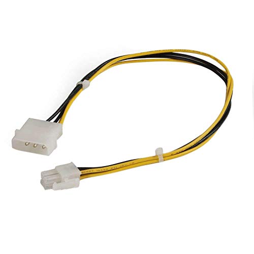 Image of C2G Legrand 4 Pin Molex Adapter, 12 Inch Molex to ATX, Black and Yellow Computer Power Adapter Cable, 1 Count, C2G 27314