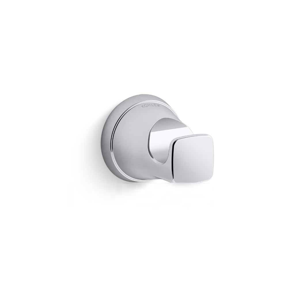 Kohler Single Robe Hook | Metal Bathroom Towel & Clothes Hanger | Heavy Duty 22.68 Kg Load Capacity | Rust Resistant Wall Mount Accessory | Easy Install | Life-Bright Chrome Finish | 2 Year Warranty