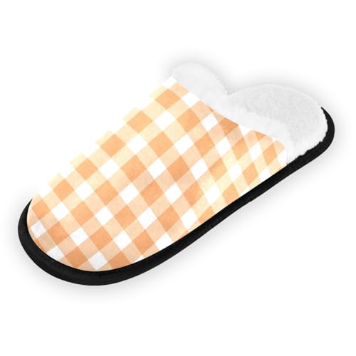 Yellow White Check Slippers For Women Men Soft Memory Foam Non-Slip Cell Winter Indoor House Shoes Travel Slipper2