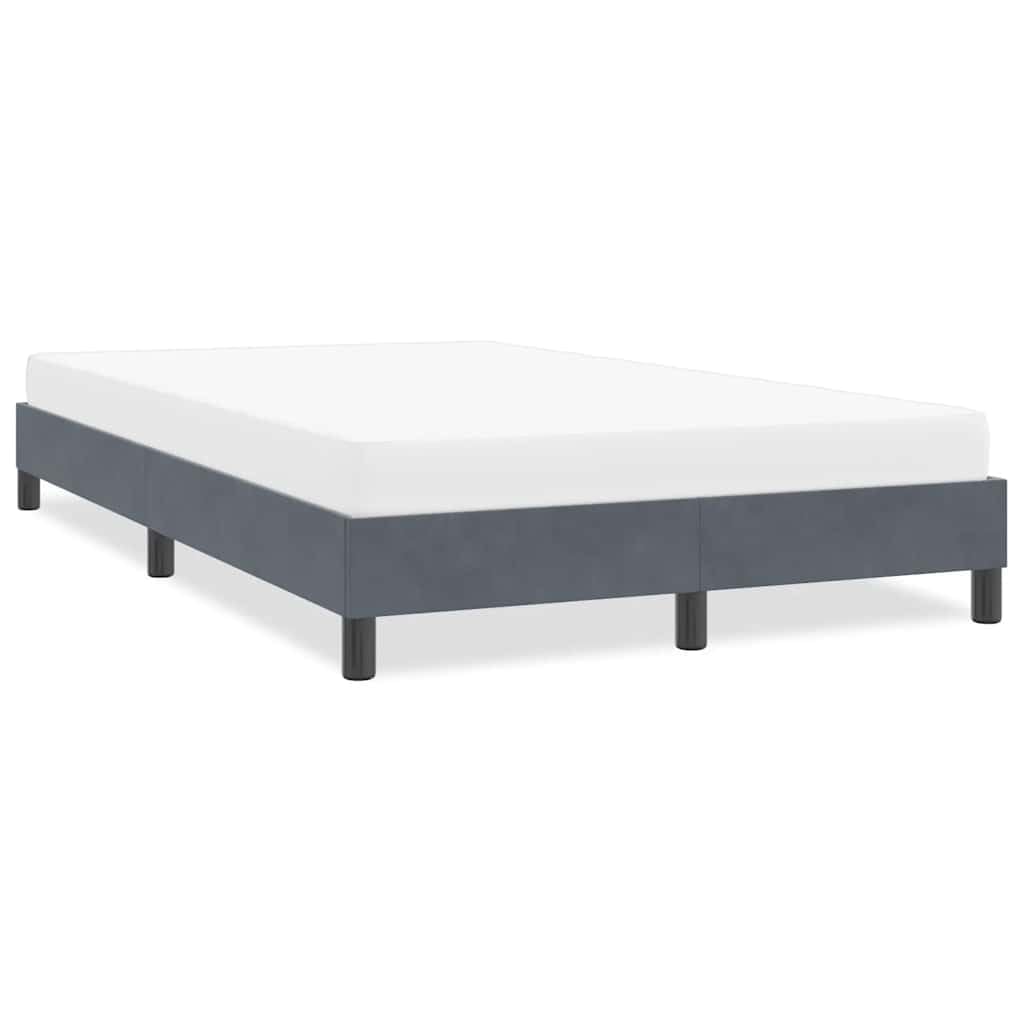 Dunkelgraues Bettgestell 120x220 cm, Samt-Polsterung, Robustes Lattenrost, modernes Design, stabil für Schlafzimmer, ohne Matratze, bequemes Platform Bed
