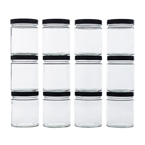 North Mountain Supply 9 Ounce Glass Straight Sided Mason Canning Jars- With 70Mm Black Plastic Lids - 132 Jars And Lids (11 Cases Of 12) #TOP1