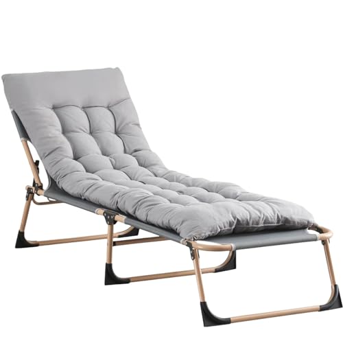 TRIOBLADE Heavy Duty Folding Garden Sun Lounger 22mm Steel Frame Support 264lbs 4-Position...