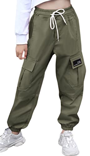 Image of Cromoncent Girls&Womens Cargo Pants Elastic Waist Lightweight Outdoor Jogger Pants, 6 Years - XX-Large