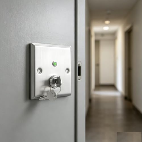 Interruptor de llave Zoegneer de acero inoxidable 86x86 mm para control de accesos 6