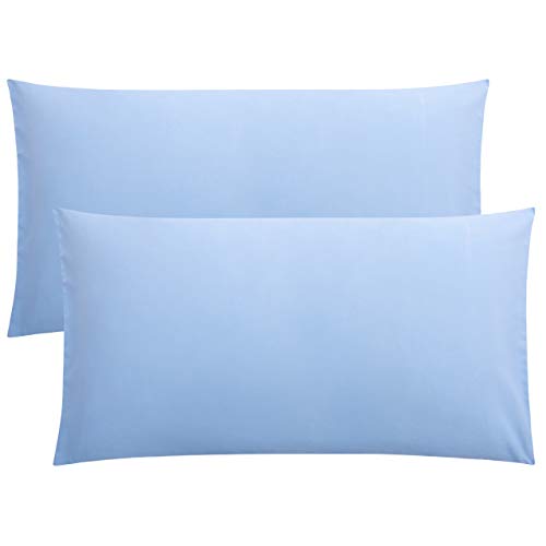 FLXXIE 2 Pack Microfiber King Pillow Cases, 1800 Super Soft Pillowcases with Envelope Closure, Wrinkle, Fade and Stain Resistant Pillow Covers, 20x36, Sky Blue