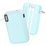 Portable Charger 20000mah with Built in Cables and AC Wall Plug, 22.5W Fast Charging Power Bank with LED display, 4 Outputs 3A Travel Battery Pack for iPhone 16/15/14/13, Samsung, Android, iPad(Green)