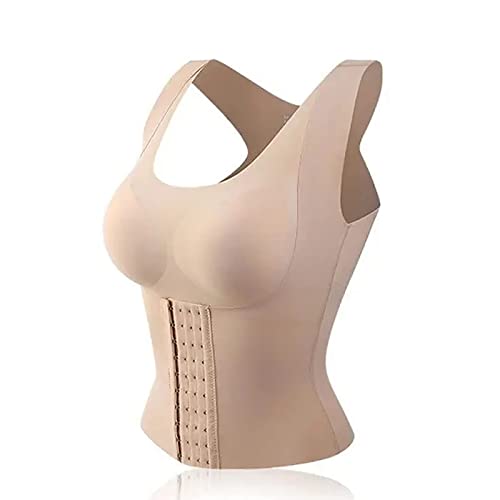 Snatch Bra - 3-in-1 Waist Trainer Bra, 3-in-1 Waist Buttoned Bra Shapewear, Women_s Shapewear Waist Top (Beige,L)