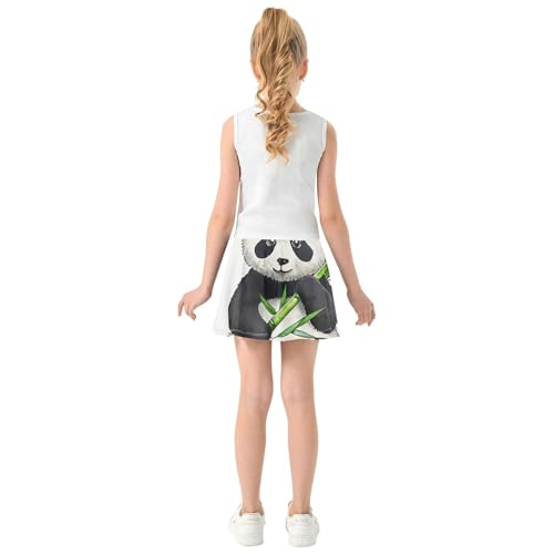 Joisal Tennis Skirts Toddler Watercolor Cartoon Panda Bear White Athletic Shorts Girls Skorts Breathable Pleated 4t4