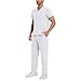 Scrubs for Men Set 2026 Spring Summer Uniform Stretchy V-Neck Scrub Top & Cargo Pant with Multi Pockets Work Uniforms (White,XX-Large)