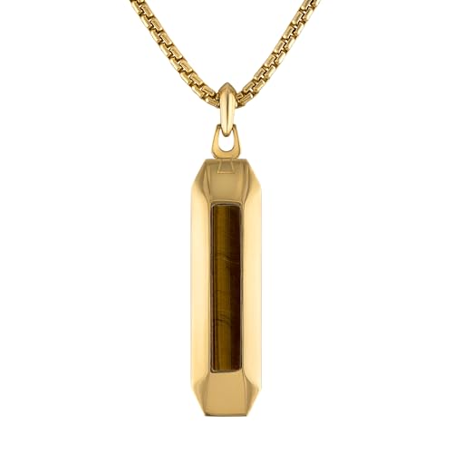 Bulova Jewelry Men's Marine Star Pendant Necklace with Rounded Box Chain