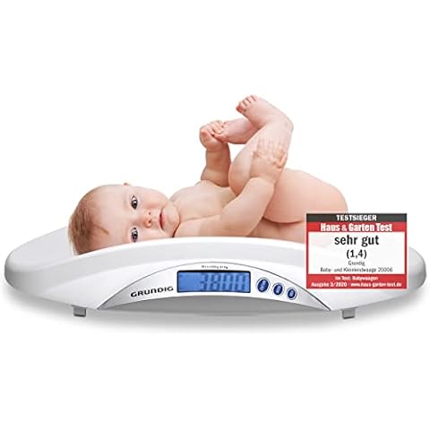 Grundig Babywaage digital Stillwaage Testsieger - Hochpräzise Baby Waage in 5 Gramm Schritten I baby scale Babywaagen Säuglingswaage Kinderwaage digital weight Wage (weiß) Cover