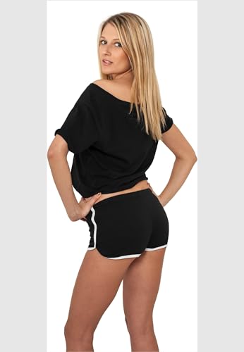 Urban Classics Damen Short Ladies French Terry Hotpants, Gr. 38 (Herstellergröße: M), Mehrfarbig (blk/wht 50)