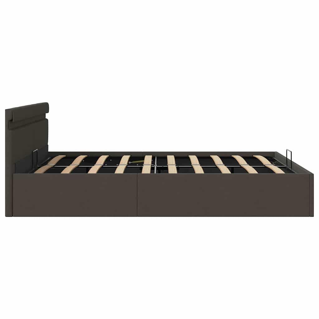 vidaXL - Betten & Bettgestelle - Stauraumbett Hydraulisch mit LED Dunkelgrau Stoff 160×200 cm