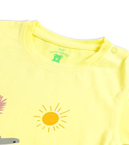 Image of YUV Infant Baby Boys & Girls 100% Cotton Printed Multicolor Half Sleeve T Shirts - 0 to 24 Months Babies, Pack of 5