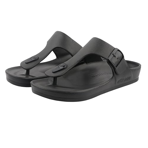 Image of Men's Lightweight Comfort Slides Single Buckle Slip-on Adjustable EVA Orthopedic Flat Slippers.