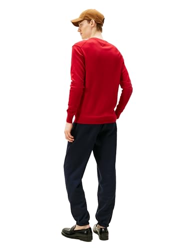 Tommy Hilfiger Herren Cotton Solid V Neck Sweater Lightweight Pullover, Mittelrot, Mittel – Ansicht 4