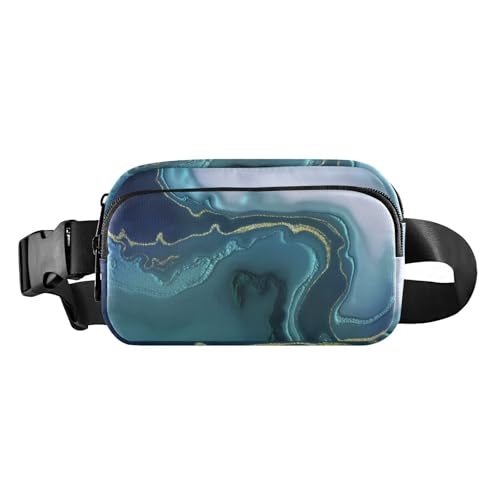 Riñonera de lujo verde con textura de mármol para mujeres y hombres, bolsa cruzada de gran capacidad con correa ajustable para viajes, correr, senderismo, Textura de mármol verde de lujo, talla única