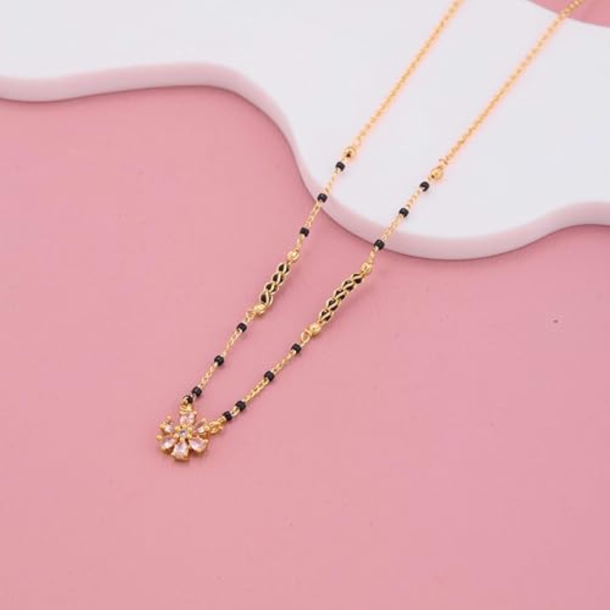 Delicate Flower Motif Gold Plated Mangalsutra