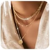 Gold/Silver Necklace for Women,Layered Gold Plated Chain Necklace Set Non Tarnish,Gold Layering Stacked Simple Everyday Waterproof Necklaces Jewelry