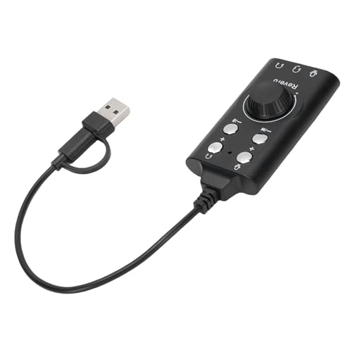 SUNGOOYUE USB Type C External Sound Card, Adjustable Volume Voice Changer with Noise Reduction Chip, for Laptop Phone Live Streaming Karaoke Recording
