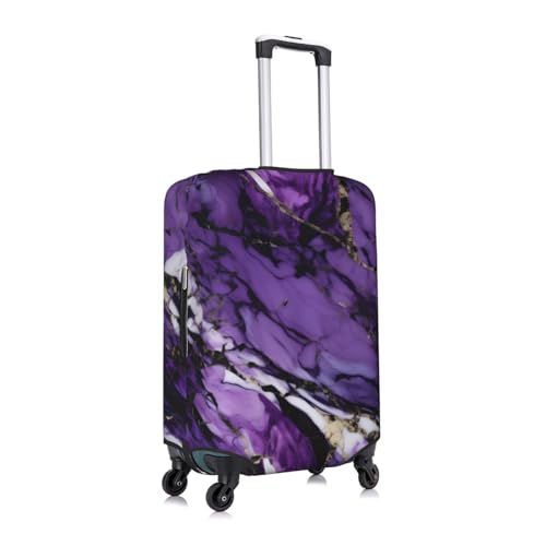 Housse de valise marbre violet grand format en polyester souple lavable - 2