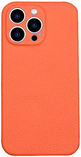 Coque en cuir iPhone 13 Pro Max orange : finissez-en avec les objectifs rayés
