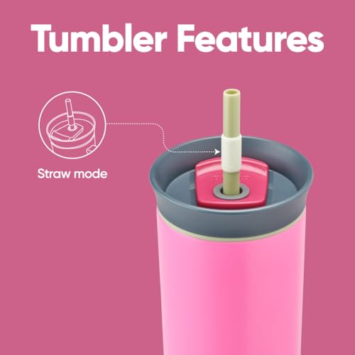 Owala Stainless Steel Triple Layer Insulated Travel Tumbler with Spill Resistant Lid and Straw, BPA Free, 24 oz, Brown/Pink (Watermelon Breeze) by Owala - Image 5