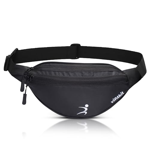 Vifitkit Waist Bag for Men and Women, Fanny Pack, Chest Bag, Waist Pouch for Boys and Girls - Black