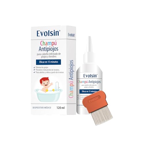Evolsin - champu antipiojos con peine antipiojos adultos y niños + de 6 meses - tratamiento piojos y liendres - 120 ml piojos tratamiento respetuoso con el cuero cabelludo - actúa en 15 minutos
