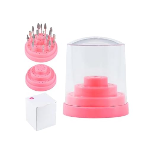 48 Hole Nail Drill Bit Holder, Drill Bit Organizer Case, Nail Tool Organizer, Nails Polishing Head Storage Box Round 48 Hole Grinding Head Box, Nails Makeup Tools Supplies - Pink